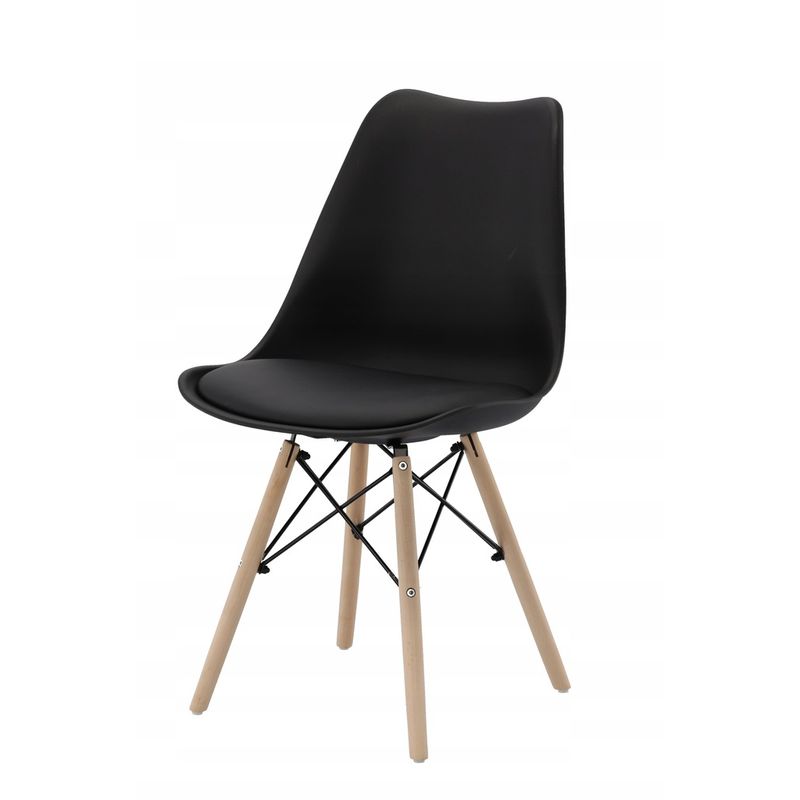 Casa si Gradina - Mobilier - Scaune si fotolii - Scaune - Set 4 scaune de bucatarie, design scandinav modern, sezut cu burete, negru - Infinity.ro