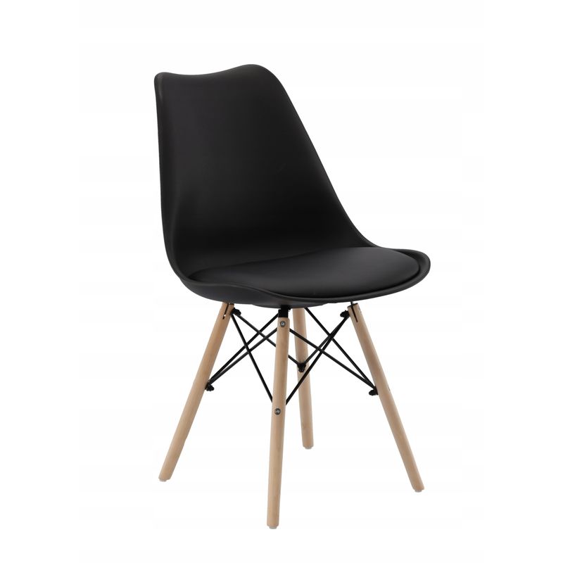 Casa si Gradina - Mobilier - Scaune si fotolii - Scaune - Set 4 scaune de bucatarie, design scandinav modern, sezut cu burete, negru - Infinity.ro