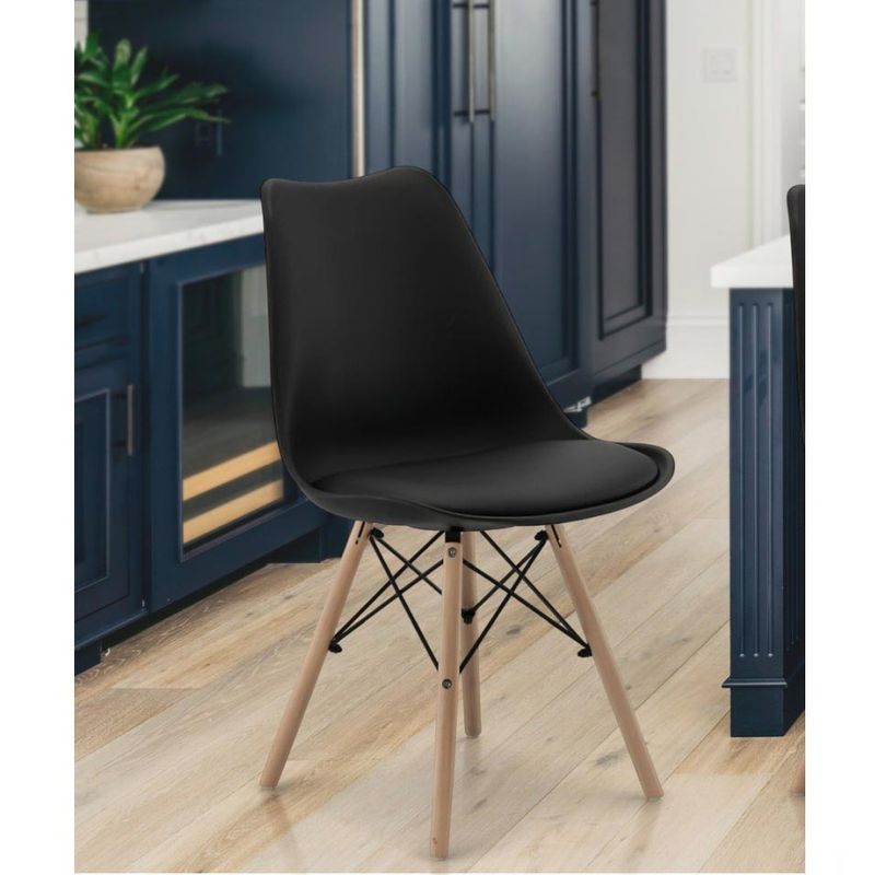 Casa si Gradina - Mobilier - Scaune si fotolii - Scaune - Set 4 scaune de bucatarie, design scandinav modern, sezut cu burete, negru - Infinity.ro