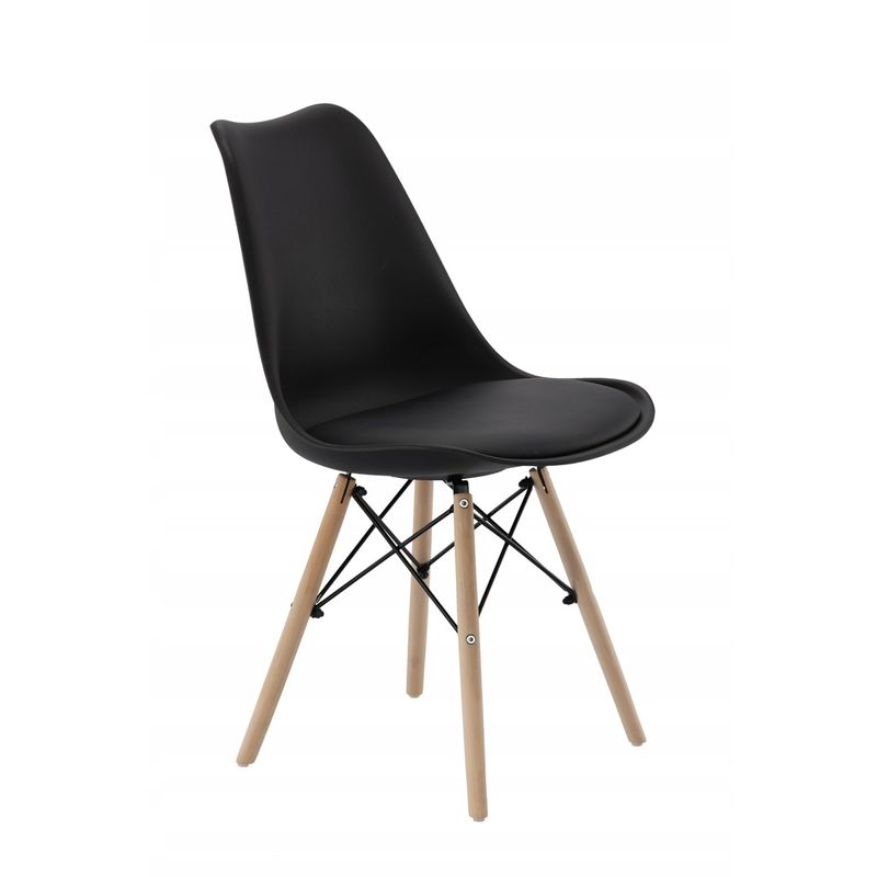Casa si Gradina - Mobilier - Scaune si fotolii - Scaune - Set 4 scaune de bucatarie, design scandinav modern, sezut cu burete, negru - Infinity.ro