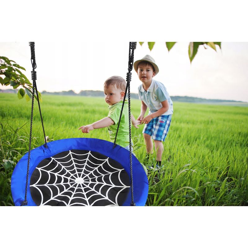 Casa si Gradina - Gradina si terasa - Balansoare si hamace - Balansoare - Leagan tip cuib Spider, 100cm, inaltime reglabila, 150 kg, Albastru Negru - Infinity.ro