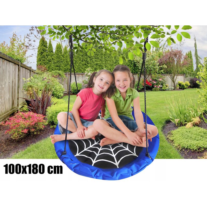 Casa si Gradina - Gradina si terasa - Balansoare si hamace - Balansoare - Leagan tip cuib Spider, 100cm, inaltime reglabila, 150 kg, Albastru Negru - Infinity.ro