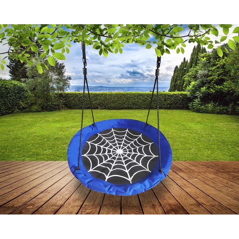 Casa si Gradina - Gradina si terasa - Balansoare si hamace - Balansoare - Leagan tip cuib Spider, 100cm, inaltime reglabila, 150 kg, Albastru Negru - Infinity.ro