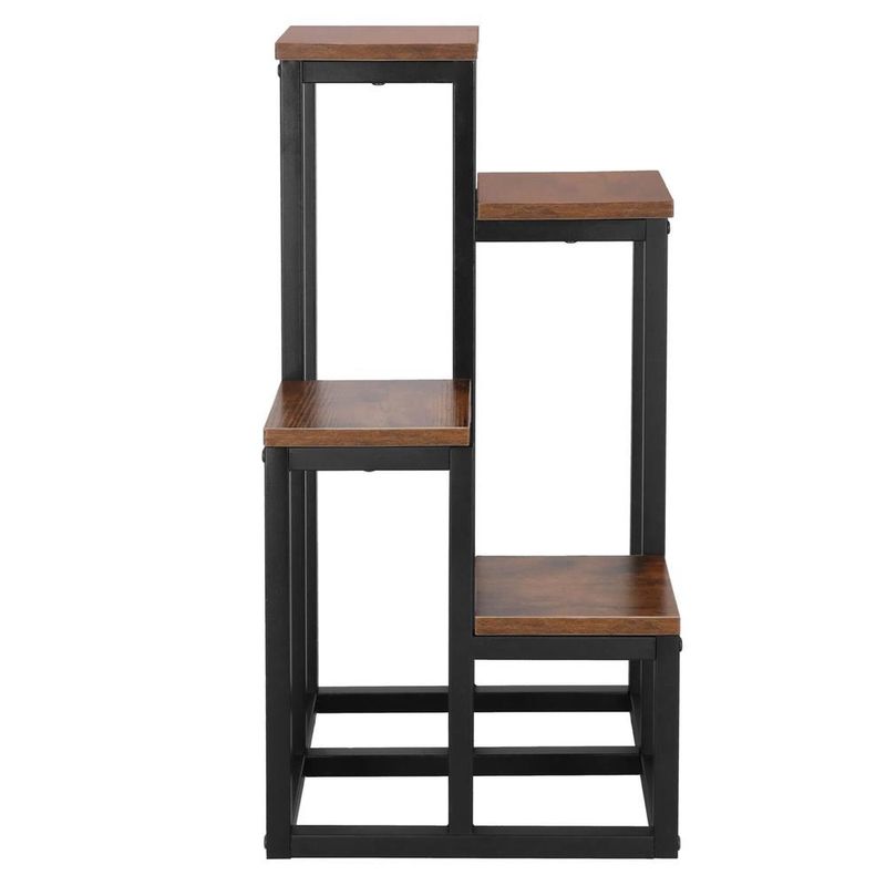 Casa si Gradina - Gradinarit si plante - Plante si ghivece - Ghivece si suporturi - Stand pentru flori, cadru metalic, 4 etajere, 34x34x68 cm, maro inchis - Infinity.ro