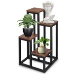 Casa si Gradina - Gradinarit si plante - Plante si ghivece - Ghivece si suporturi - Stand pentru flori, cadru metalic, 4 etajere, 34x34x68 cm, maro inchis - Infinity.ro