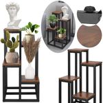 Casa si Gradina - Gradinarit si plante - Plante si ghivece - Ghivece si suporturi - Stand pentru flori, cadru metalic, 4 etajere, 34x34x68 cm, maro inchis - Infinity.ro