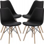 Casa si Gradina - Mobilier - Scaune si fotolii - Scaune - Set 4 scaune de bucatarie, design scandinav modern, sezut cu burete, negru - Infinity.ro