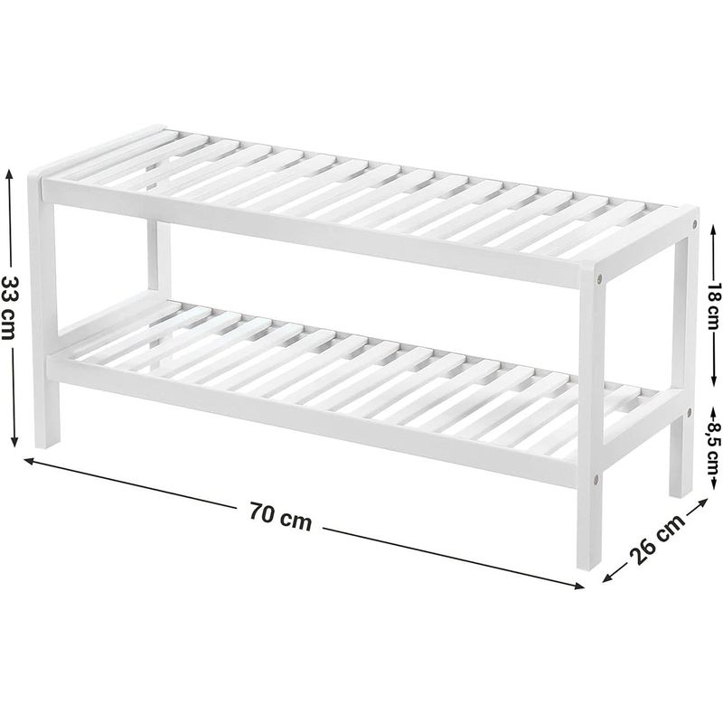 Casa si Gradina - Mobilier - Mobilier baie - Corpuri baie - Raft de depozitare din bambus, cu 2 niveluri, 26x70x33cm, alb - Infinity.ro