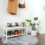 Casa si Gradina - Mobilier - Mobilier baie - Corpuri baie - Raft de depozitare din bambus, cu 2 niveluri, 26x70x33cm, alb - Infinity.ro