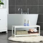 Casa si Gradina - Mobilier - Mobilier baie - Corpuri baie - Raft de depozitare din bambus, cu 2 niveluri, 26x70x33cm, alb - Infinity.ro