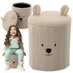 Casa si Gradina - Mobilier - Mobilier copii - Mobilier camera copiilor - Taburet pentru copii, pliabil cu spatiu depozitare, 80kg, 28×34 cm, bej - Infinity.ro