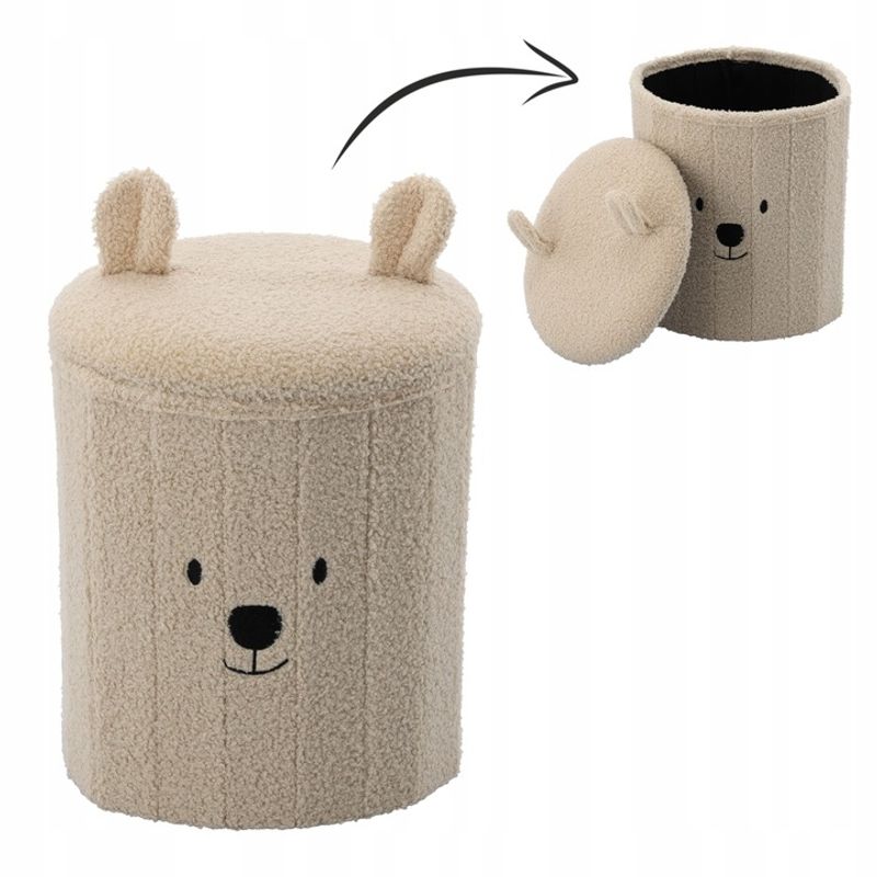 Casa si Gradina - Mobilier - Mobilier copii - Mobilier camera copiilor - Taburet pentru copii, pliabil cu spatiu depozitare, 80kg, 28×34 cm, bej - Infinity.ro