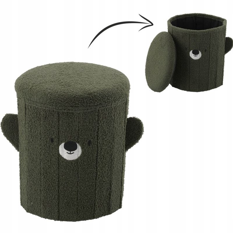 Casa si Gradina - Mobilier - Mobilier copii - Mobilier camera copiilor - Taburet pentru copii, pliabil cu spatiu depozitare, 80kg, 28×34 cm, verde - Infinity.ro