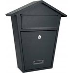 Casa si Gradina - Mobilier - Organizare si depozitare - Cutii depozitare - Cutie postala metalica 38x32x11 cm, tabla zincata, cu clapeta si yala cu 2 chei, gri - Infinity.ro