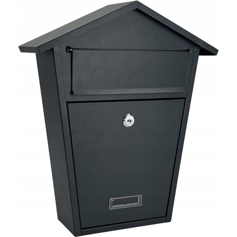 Casa si Gradina - Mobilier - Organizare si depozitare - Cutii depozitare - Cutie postala metalica 38x32x11 cm, tabla zincata, cu clapeta si yala cu 2 chei, gri - Infinity.ro