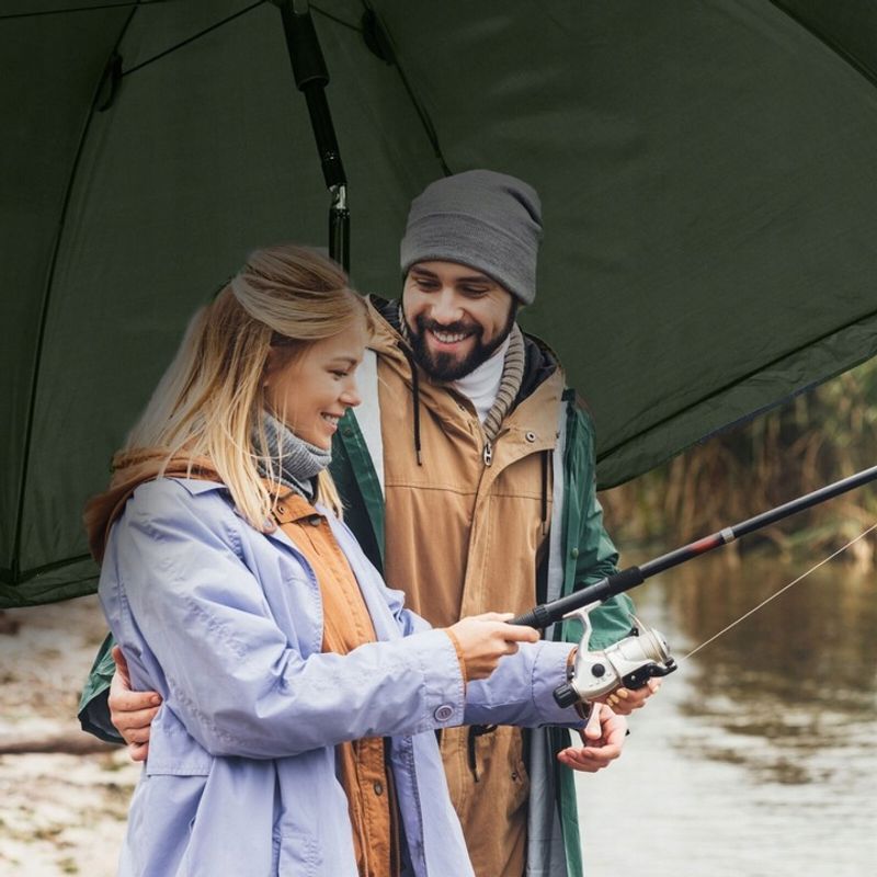 Casa si Gradina - Gradina si terasa - Umbrele si pavilioane - Umbrele - Umbrela pescuit 200x220 cm, inchidere completa cu perete detasabil, reglabil, otel si Oxford impermeabil, verde - Infinity.ro