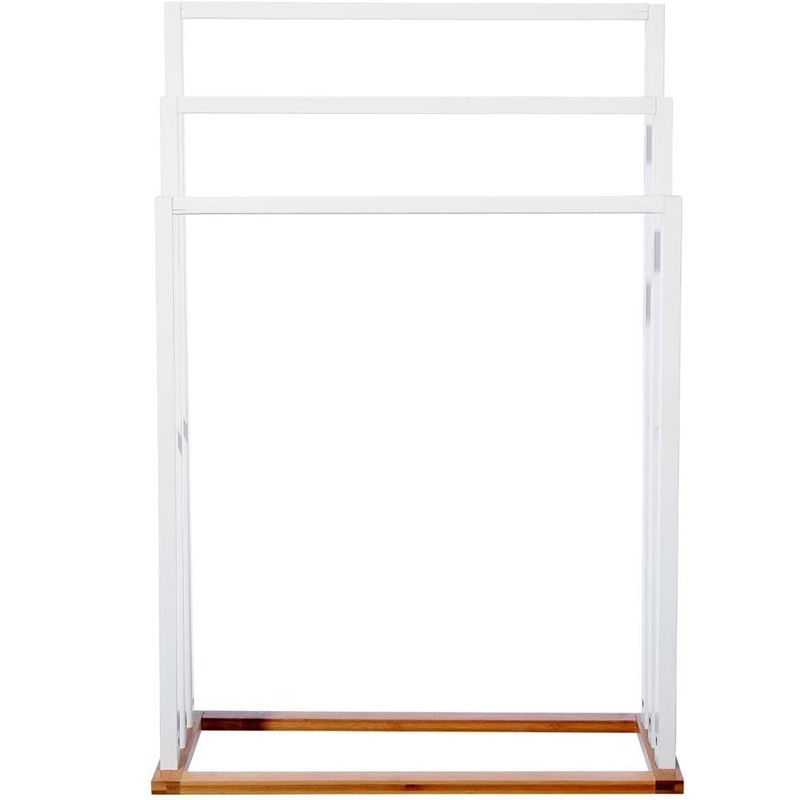 Casa si Gradina - Sanitare - Suporturi si accesorii baie - Suporturi baie - Suport prosoape 5Five Lysandre cu 3 rafturi, 55x24x82 cm, bambus alb - Infinity.ro