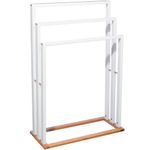 Casa si Gradina - Sanitare - Suporturi si accesorii baie - Suporturi baie - Suport prosoape 5Five Lysandre cu 3 rafturi, 55x24x82 cm, bambus alb - Infinity.ro
