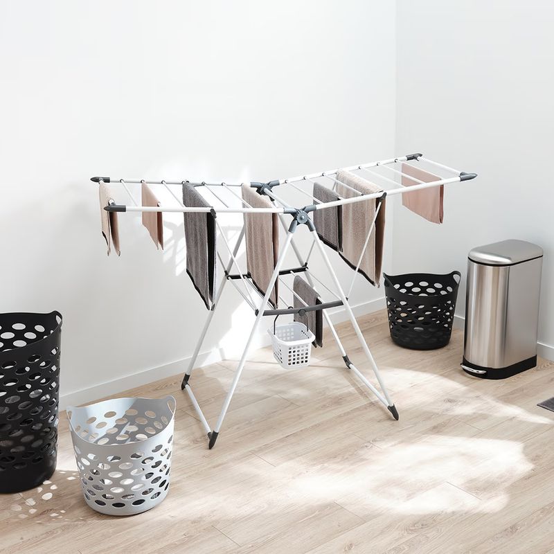 Casa si Gradina - Sanitare - Suporturi si accesorii baie - Accesorii baie - Uscator rufe 5Five Sinai cu lungime de uscare 15 m, otel si polipropilena, 150x61x96 cm, gri - Infinity.ro