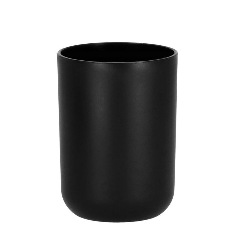 Casa si Gradina - Sanitare - Suporturi si accesorii baie - Accesorii baie - Set de accesorii rotunde pentru baie din plastic cu elemente bambus, 6 piese, negru - Infinity.ro