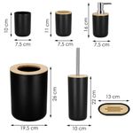 Casa si Gradina - Sanitare - Suporturi si accesorii baie - Accesorii baie - Set de accesorii rotunde pentru baie din plastic cu elemente bambus, 6 piese, negru - Infinity.ro