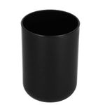 Casa si Gradina - Sanitare - Suporturi si accesorii baie - Accesorii baie - Set de accesorii rotunde pentru baie din plastic cu elemente bambus, 6 piese, negru - Infinity.ro