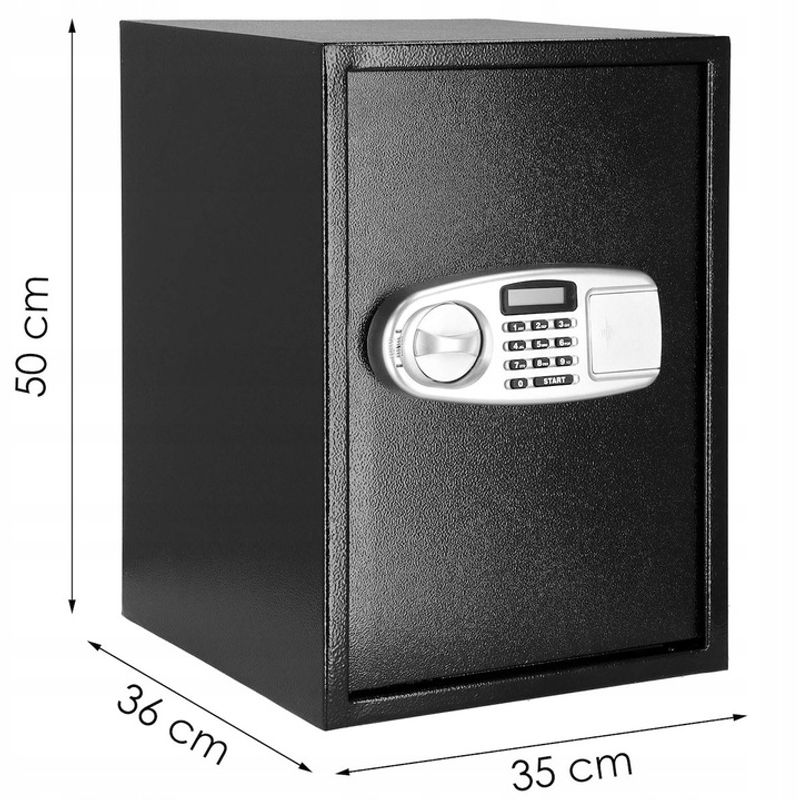 Casa si Gradina - Mobilier - Organizare si depozitare - Cutii depozitare - Seif electronic standard cu cifru si cheie, 350x500x360 mm, Otel, Negru - Infinity.ro