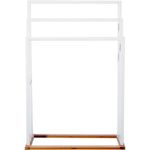 Casa si Gradina - Sanitare - Suporturi si accesorii baie - Suporturi baie - Suport prosoape 5Five Lysandre cu 3 rafturi, 55x24x82 cm, bambus alb - Infinity.ro