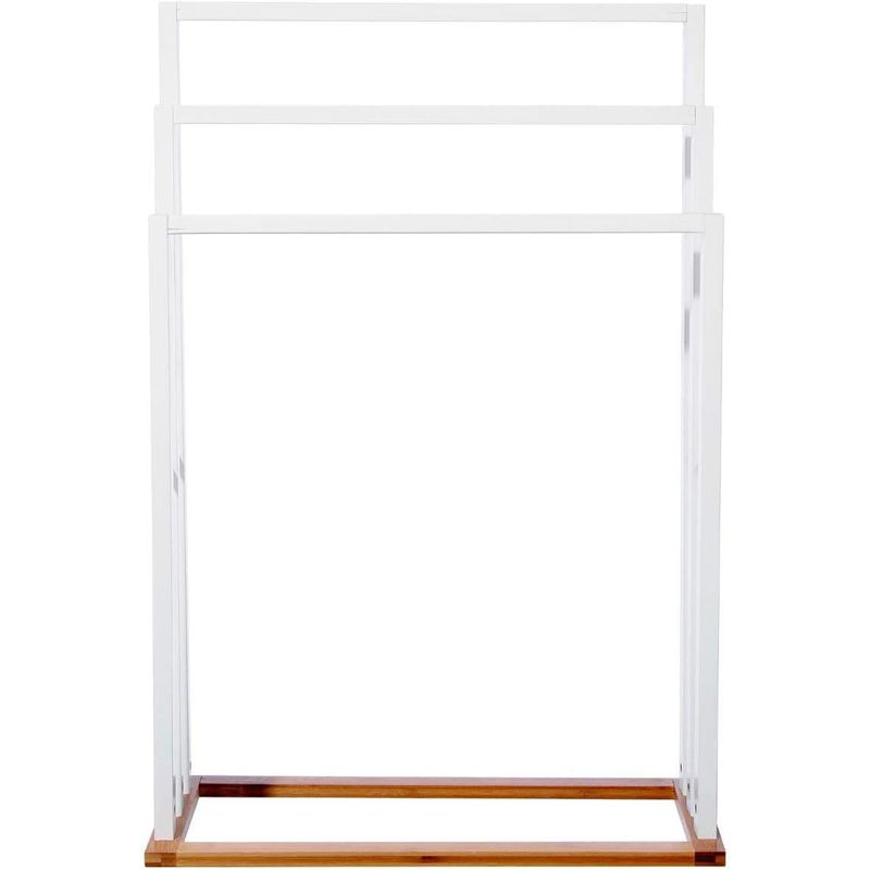 Casa si Gradina - Sanitare - Suporturi si accesorii baie - Suporturi baie - Suport prosoape 5Five Lysandre cu 3 rafturi, 55x24x82 cm, bambus alb - Infinity.ro