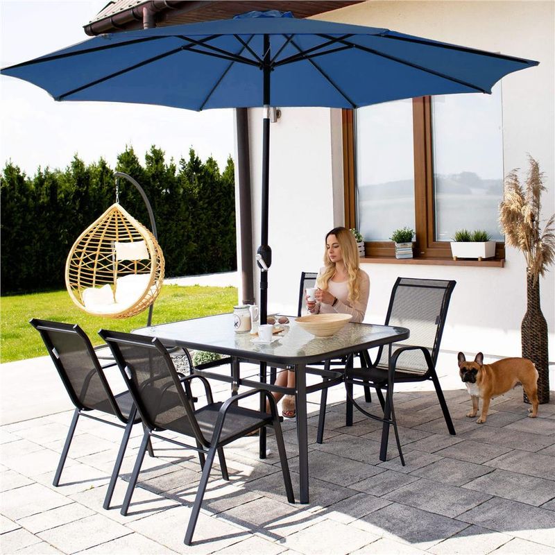 Casa si Gradina - Gradina si terasa - Umbrele si pavilioane - Umbrele - Umbrela terasa gradina, cu manivela si inclinare, diametru 300cm, Albastru - Infinity.ro