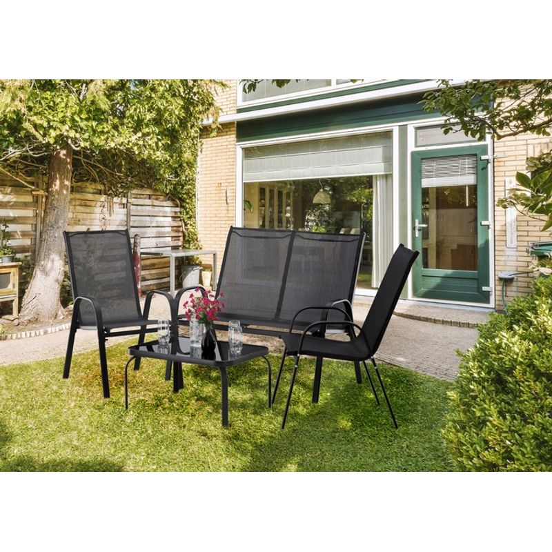 Casa si Gradina - Gradina si terasa - Mobilier exterior - Seturi mobila gradina - Set mobilier gradina textilene, 2 scaune, 1 canapea si 1 masa, gri inchis - Infinity.ro