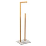 Casa si Gradina - Sanitare - Suporturi si accesorii baie - Accesorii baie - Suport hartie igienica 5Five Lea cu spatiu depozitare, bambus, 22x18x78 cm, alb si maro - Infinity.ro