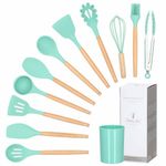 Casa si Gradina - Mobilier - Seturi de mobilier - Seturi bucatarie - Set Sersimo 12 ustensile de bucatarie din silicon termorezistent si maner din bambus, verde - Infinity.ro