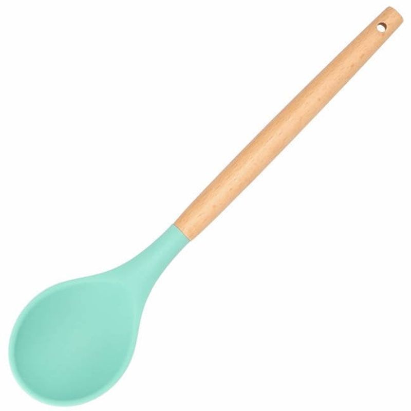 Casa si Gradina - Mobilier - Seturi de mobilier - Seturi bucatarie - Set Sersimo 12 ustensile de bucatarie din silicon termorezistent si maner din bambus, verde - Infinity.ro