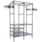 Casa si Gradina - Mobilier - Organizare si depozitare - Organizatoare pentru sertare si dulapuri - Stand de haine cu polite si tije pentru agatarea umeraselor, 85x44x174cm, negru - Infinity.ro