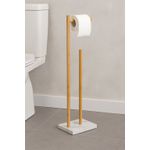 Casa si Gradina - Sanitare - Suporturi si accesorii baie - Accesorii baie - Suport hartie igienica 5Five Lea cu spatiu depozitare, bambus, 22x18x78 cm, alb si maro - Infinity.ro