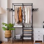 Casa si Gradina - Mobilier - Organizare si depozitare - Organizatoare pentru sertare si dulapuri - Stand de haine cu polite si tije pentru agatarea umeraselor, 85x44x174cm, negru - Infinity.ro