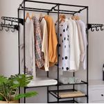 Casa si Gradina - Mobilier - Organizare si depozitare - Organizatoare pentru sertare si dulapuri - Stand de haine cu polite si tije pentru agatarea umeraselor, 85x44x174cm, negru - Infinity.ro