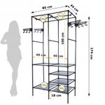 Casa si Gradina - Mobilier - Organizare si depozitare - Organizatoare pentru sertare si dulapuri - Stand de haine cu polite si tije pentru agatarea umeraselor, 85x44x174cm, negru - Infinity.ro