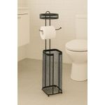 Casa si Gradina - Sanitare - Suporturi si accesorii baie - Accesorii baie - Suport hartie igienica 5Five Mayaj cu spatiu depozitare, otel, 17x16x73 cm, negru - Infinity.ro
