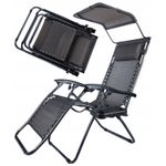 Casa si Gradina - Gradina si terasa - Balansoare si hamace - Balansoare - Sezlong pliabil cu parasolar si tetiera, reglabil in 2 pozitii, suport pahare, 174cm, gri - Infinity.ro