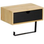 Casa si Gradina - Sanitare - Suporturi si accesorii baie - Accesorii baie - Suport hartie igienica din otel cu sertar depozitare, sistem montare inclus, 22cm, negru bej - Infinity.ro
