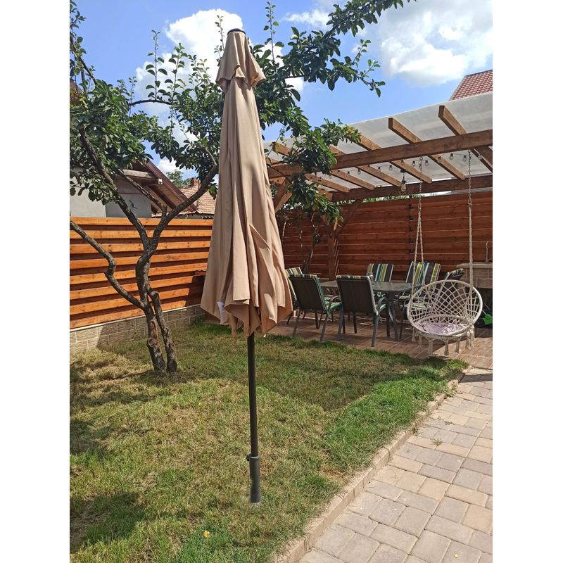 Casa si Gradina - Gradina si terasa - Umbrele si pavilioane - Umbrele - Umbrela terasa gradina, cu manivela si inclinare, diametru 300cm, Taupe - Infinity.ro