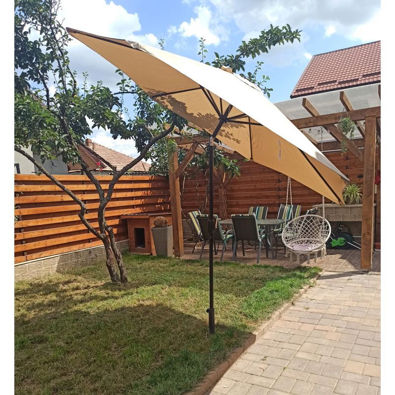 Casa si Gradina - Gradina si terasa - Umbrele si pavilioane - Umbrele - Umbrela terasa gradina, cu manivela si inclinare, diametru 300cm, Taupe - Infinity.ro