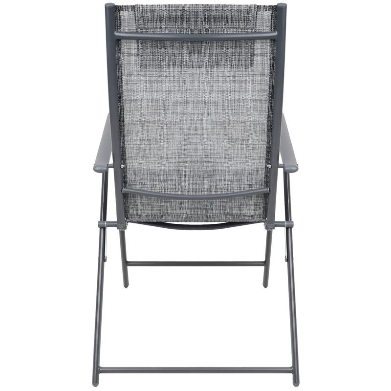 Casa si Gradina - Gradina si terasa - Mobilier exterior - Seturi mobila gradina - Set 2 scaune reglabile de gradina cu tetiera, textilene si cadru metalic, 57x68x106 cm, gri - Infinity.ro