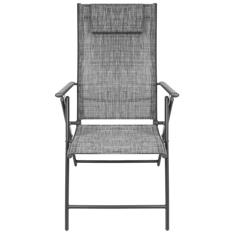 Casa si Gradina - Gradina si terasa - Mobilier exterior - Seturi mobila gradina - Set 2 scaune reglabile de gradina cu tetiera, textilene si cadru metalic, 57x68x106 cm, gri - Infinity.ro