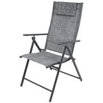 Casa si Gradina - Gradina si terasa - Mobilier exterior - Seturi mobila gradina - Set 2 scaune reglabile de gradina cu tetiera, textilene si cadru metalic, 57x68x106 cm, gri - Infinity.ro