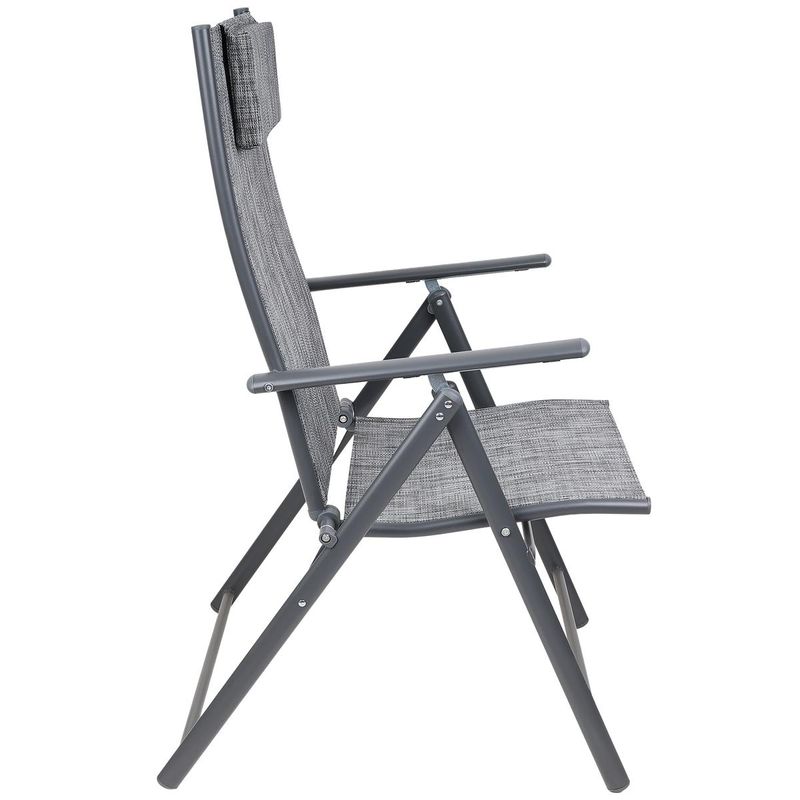 Casa si Gradina - Gradina si terasa - Mobilier exterior - Seturi mobila gradina - Set 2 scaune reglabile de gradina cu tetiera, textilene si cadru metalic, 57x68x106 cm, gri - Infinity.ro