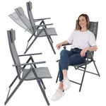 Casa si Gradina - Gradina si terasa - Mobilier exterior - Seturi mobila gradina - Set 2 scaune reglabile de gradina cu tetiera, textilene si cadru metalic, 57x68x106 cm, gri - Infinity.ro