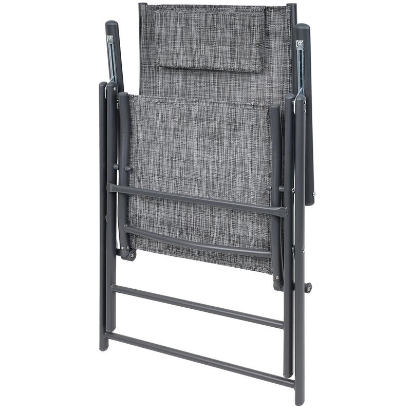 Casa si Gradina - Gradina si terasa - Mobilier exterior - Seturi mobila gradina - Set 2 scaune reglabile de gradina cu tetiera, textilene si cadru metalic, 57x68x106 cm, gri - Infinity.ro